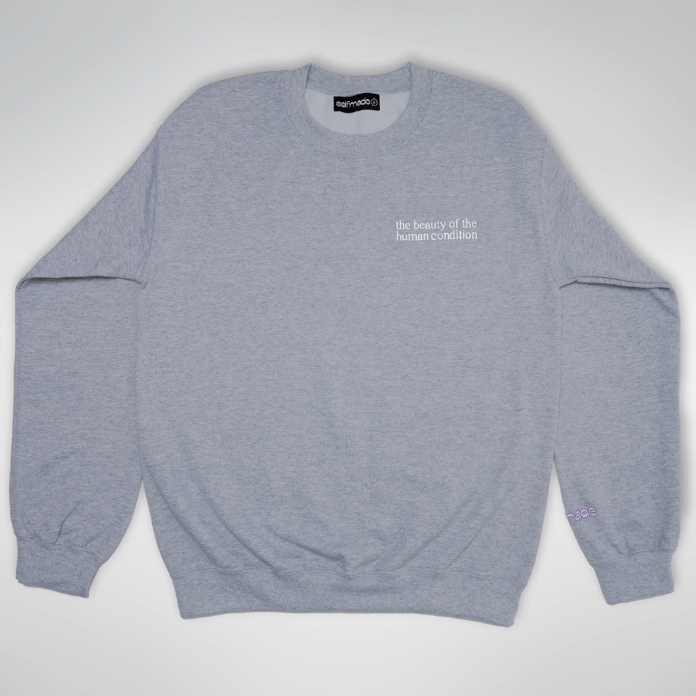 Selfmade Grey Crew-Neck Embroidered Sweatshirt